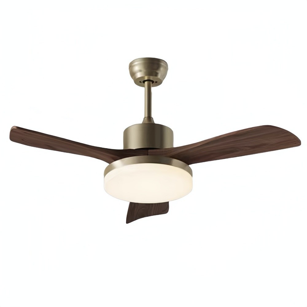 Retro Wooden Blades Ceiling Fan Light With Walnut Color Blades K1115