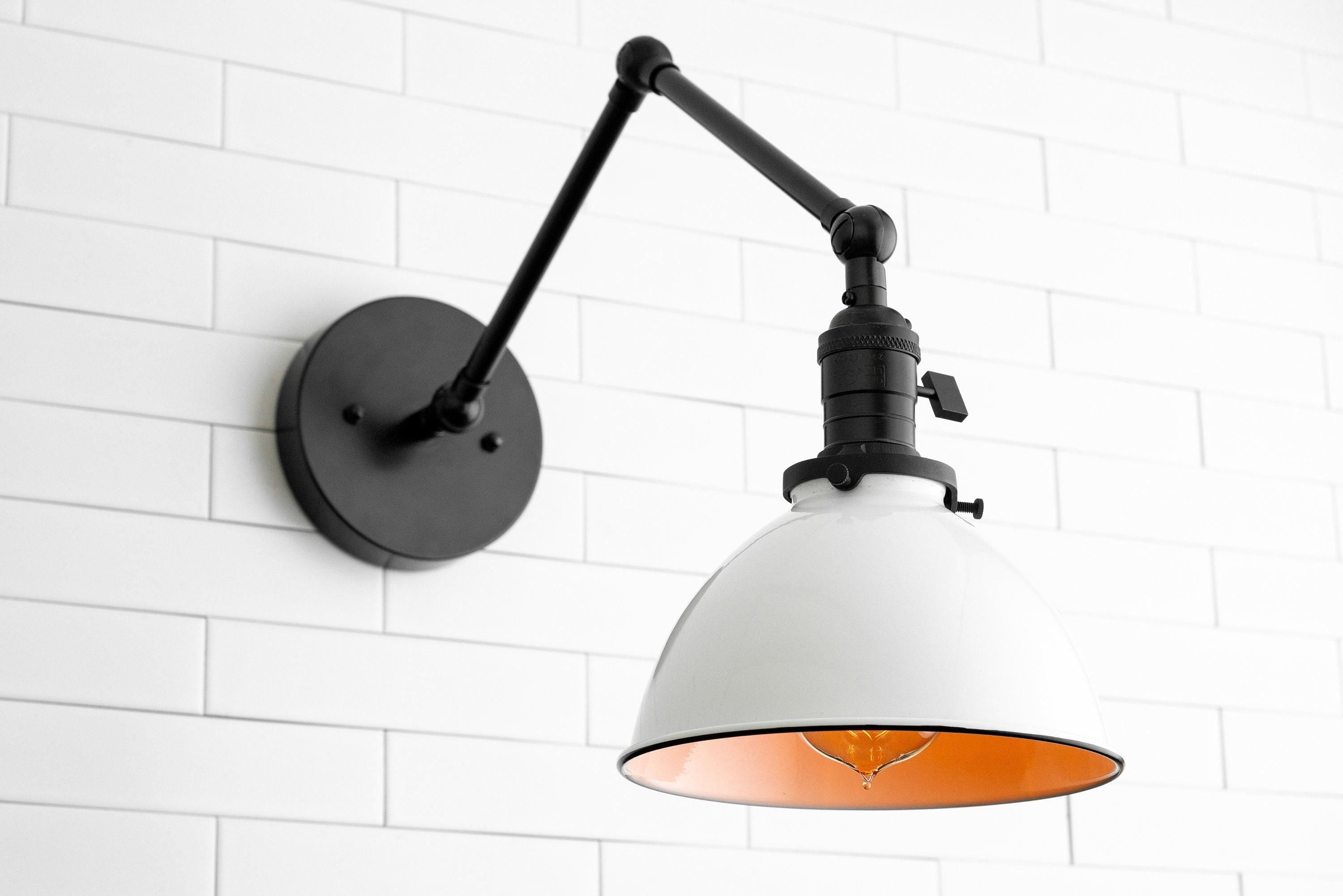Conique Metal Vintage Industrial Swing Arm Wall Lamp - Adjustable Dome Shade for Study K1467