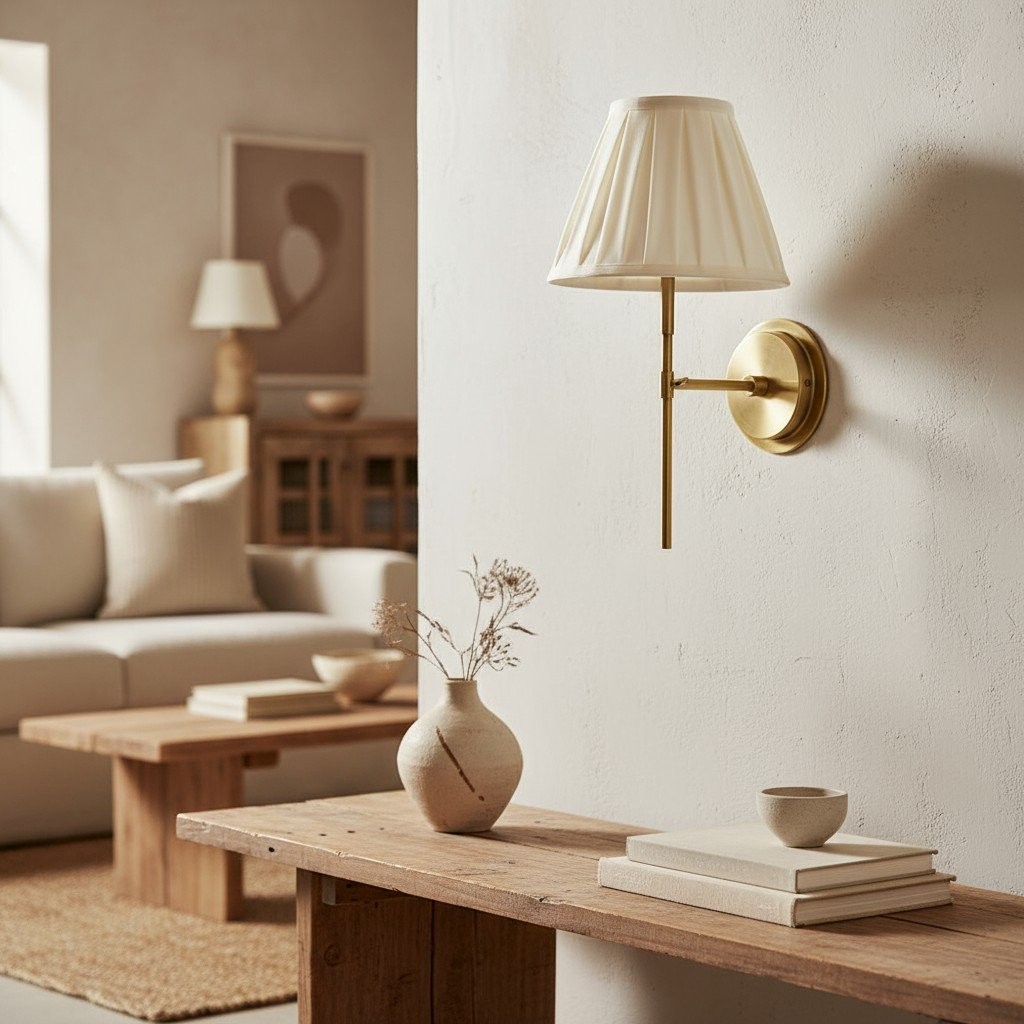 Cremaris Metal Wall Light with Fabric Shade - Timeless Sconce for Interior Lighting K1989