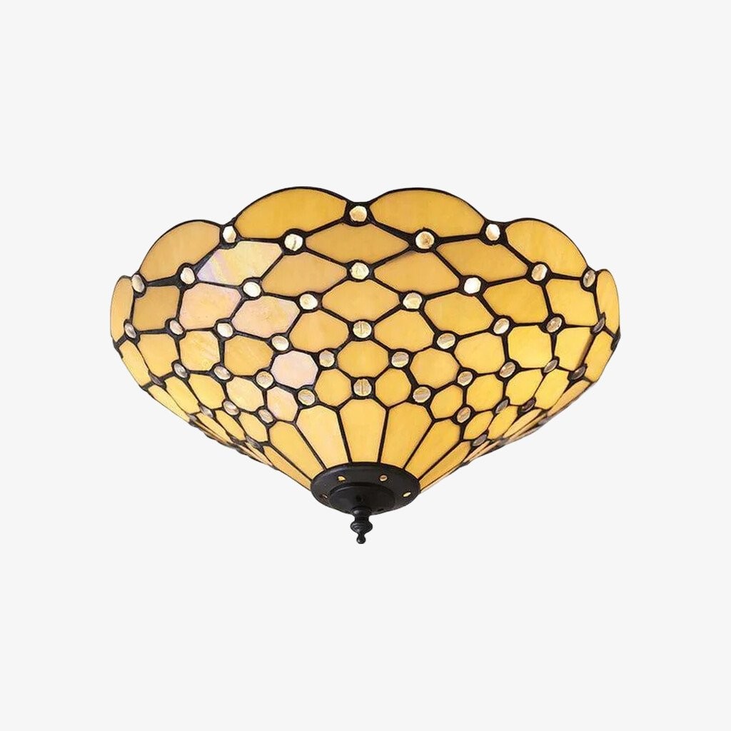 TF Pearl Handcrafted Tiffany Ceiling Light - Art Deco Stained Glass Light for Hallway or Living Room K1967