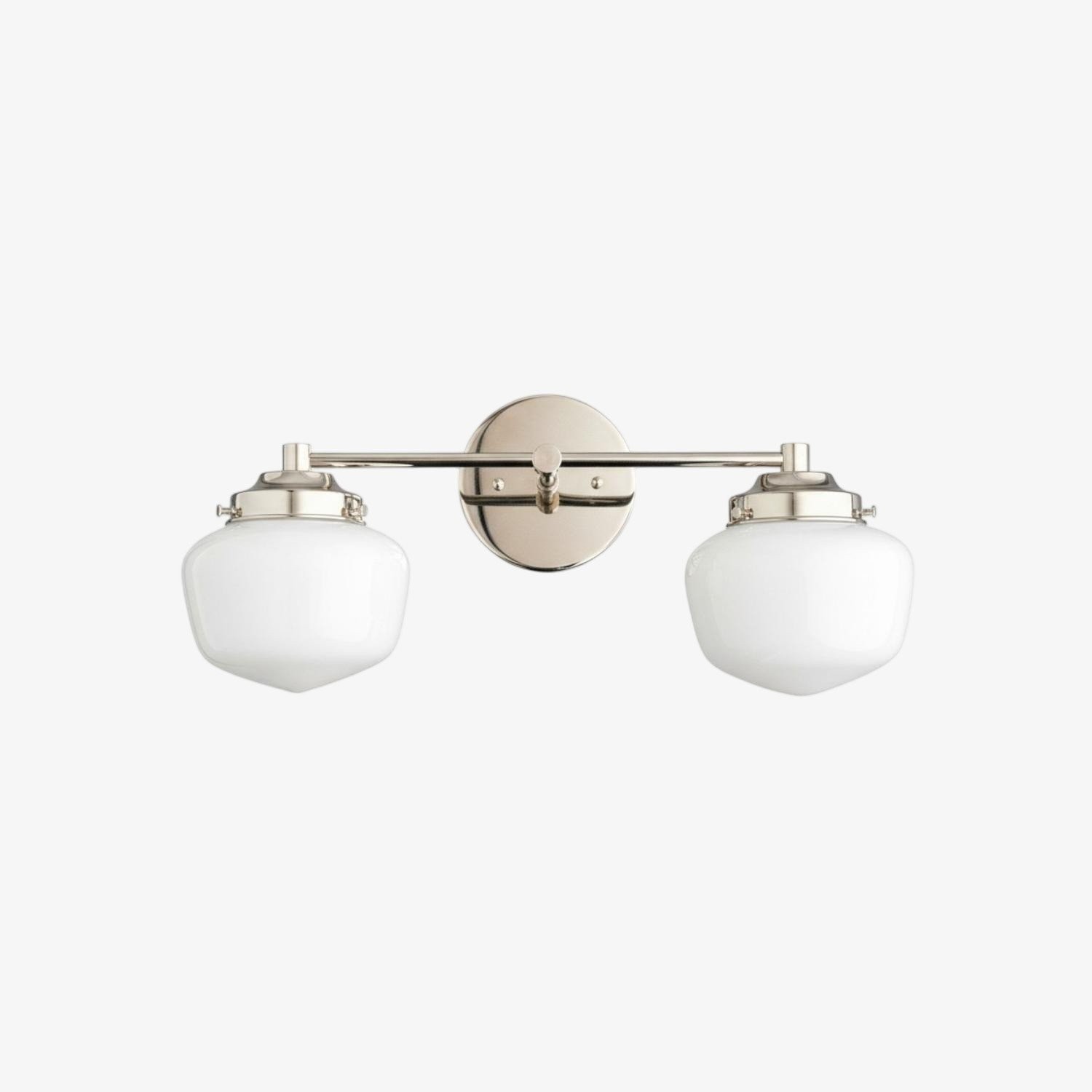 Opalume Glass Art Deco Vanity Light - Bathroom Wall Sconce with White Glass Shades K1431