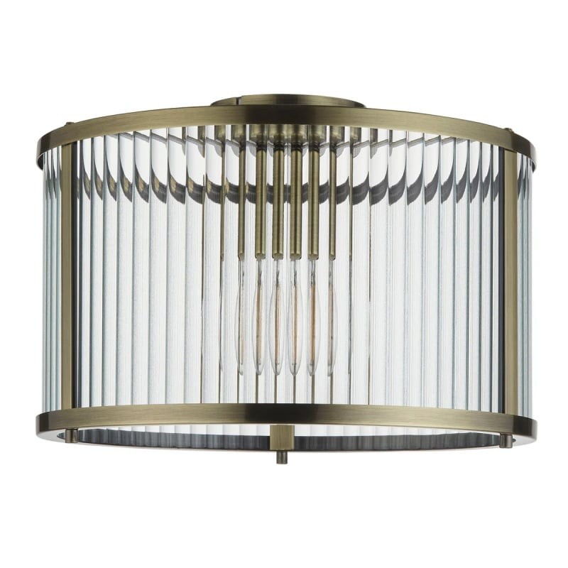 RibGlow Ribbed Glass Flush Ceiling Light - Classic Flush Mount Ceiling Lamp K1779