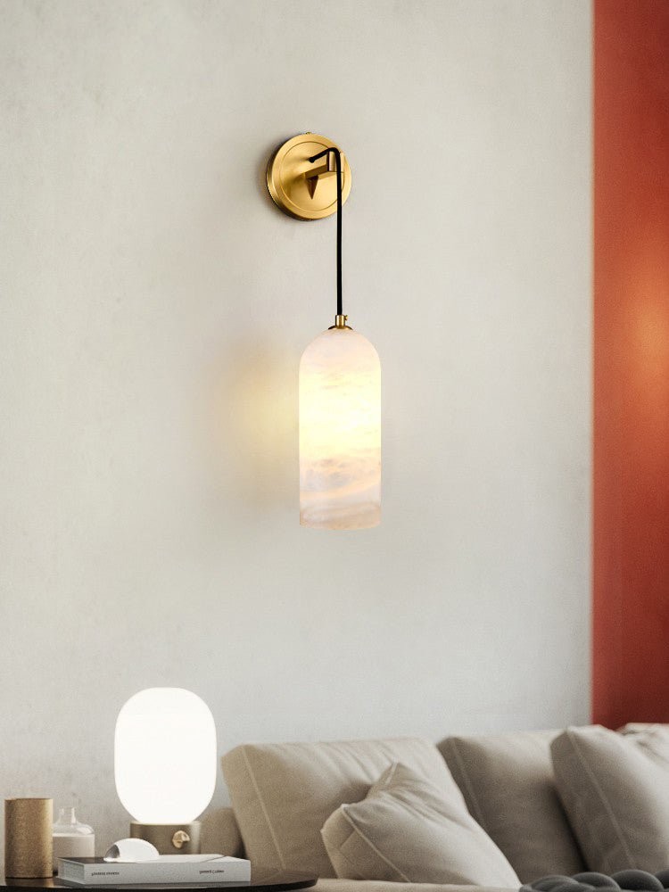 Modern Minimalist Copper Natural Marble Adjustable Wire Wall Lamp K527
