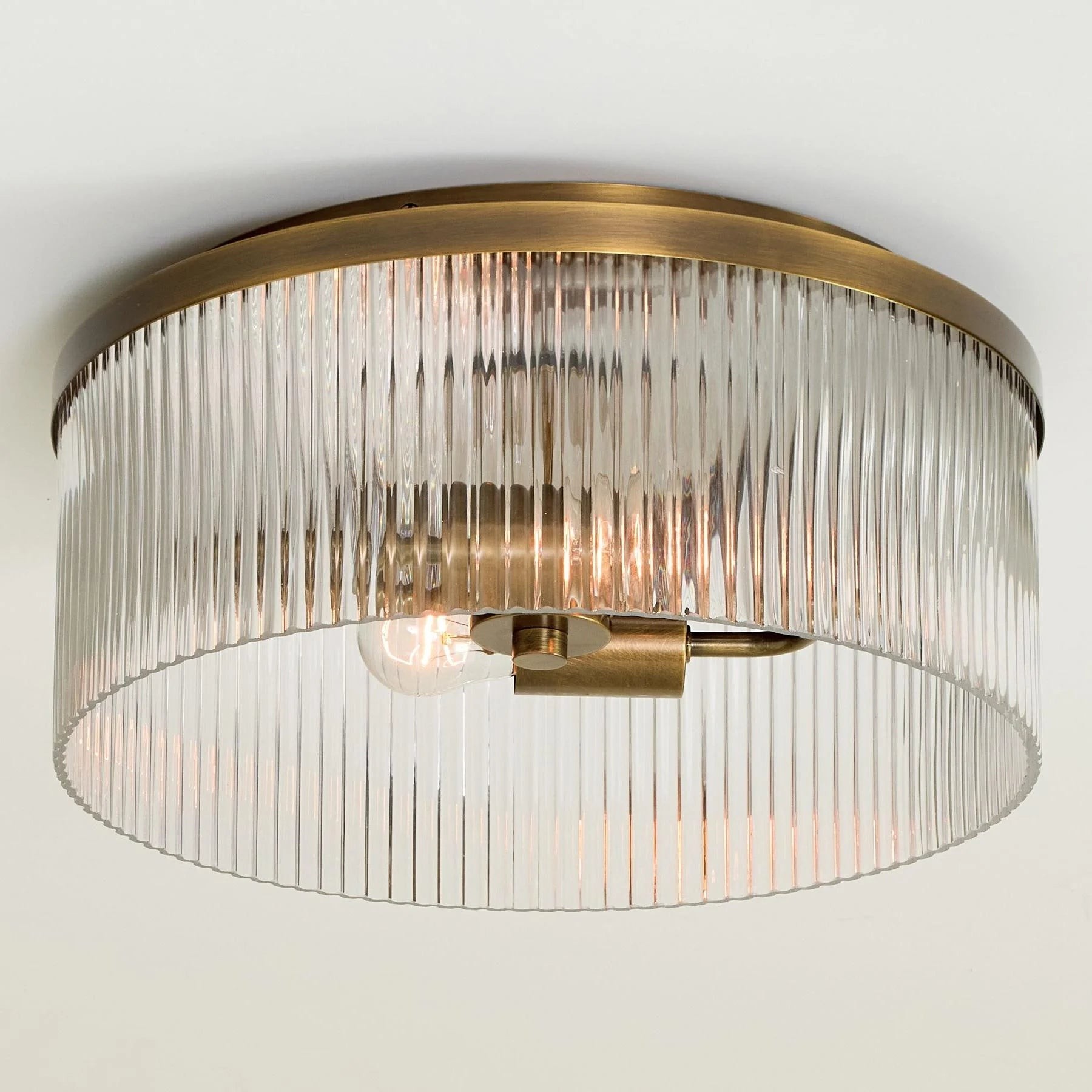 Bravira Copper Ribbed Glass Flush Mount Ceiling Lamp K837