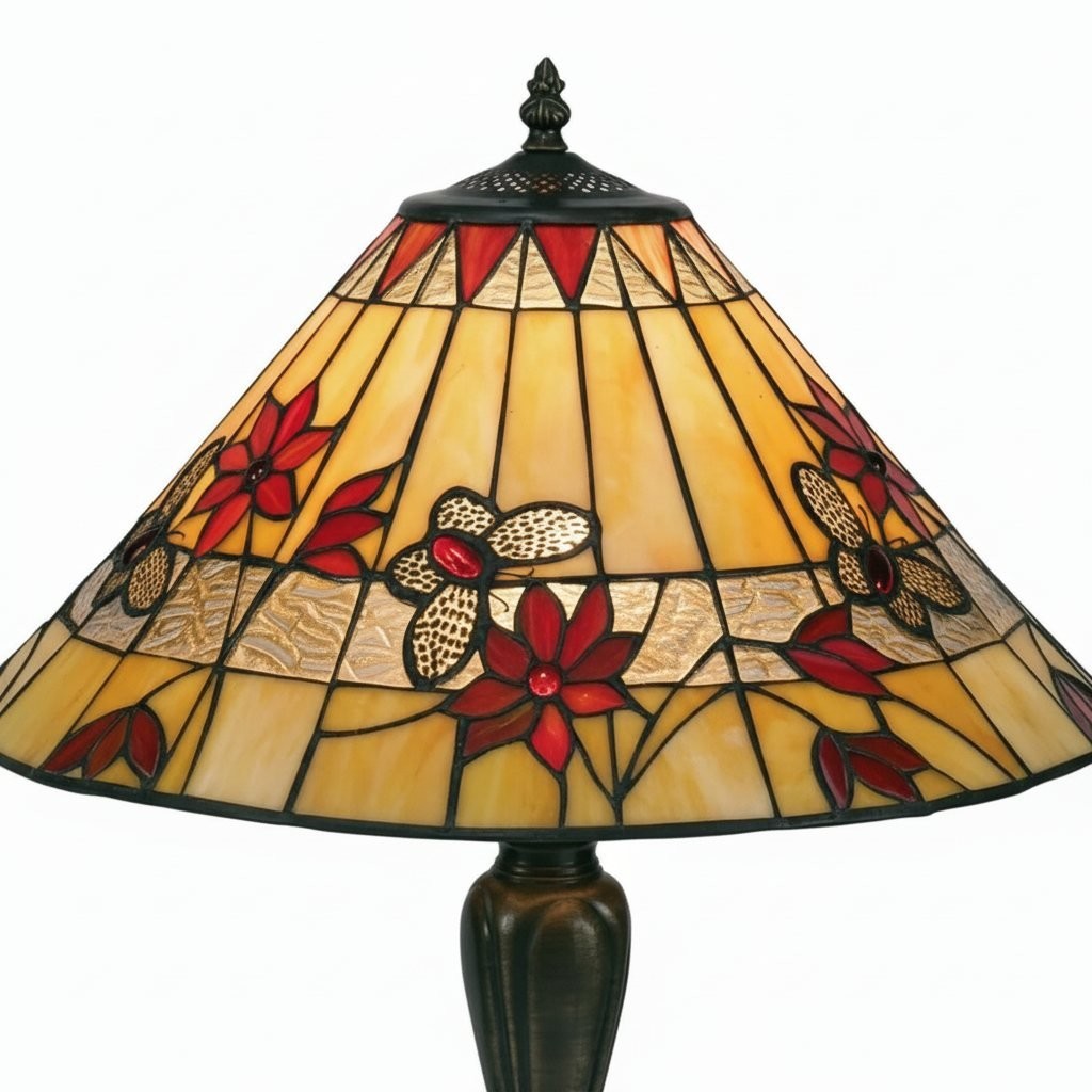 TF Butterfly Table Lamp - Hand-Cut Stained Glass Shade Table Light K1823