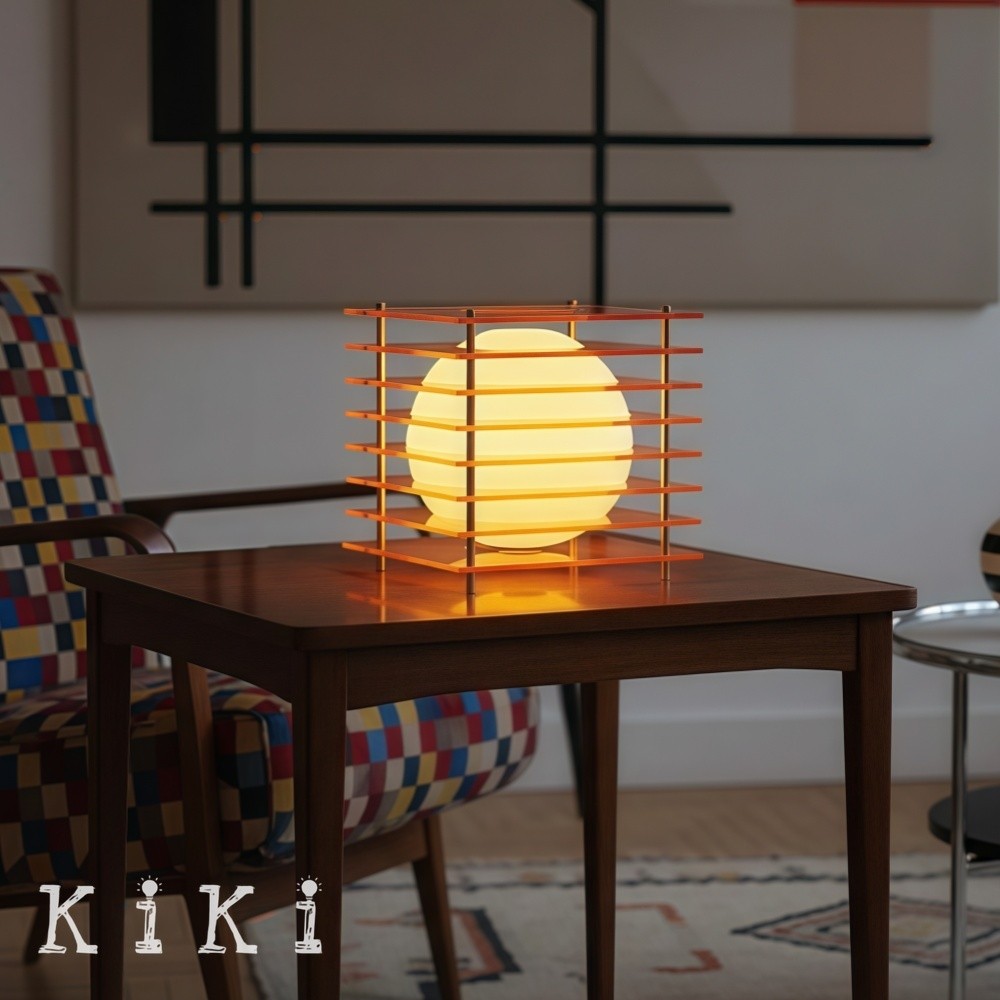 Afterglow Geometric Cube Sphere Table Lamp - Modern Acrylic Accent Light for Bedroom Decor K2078