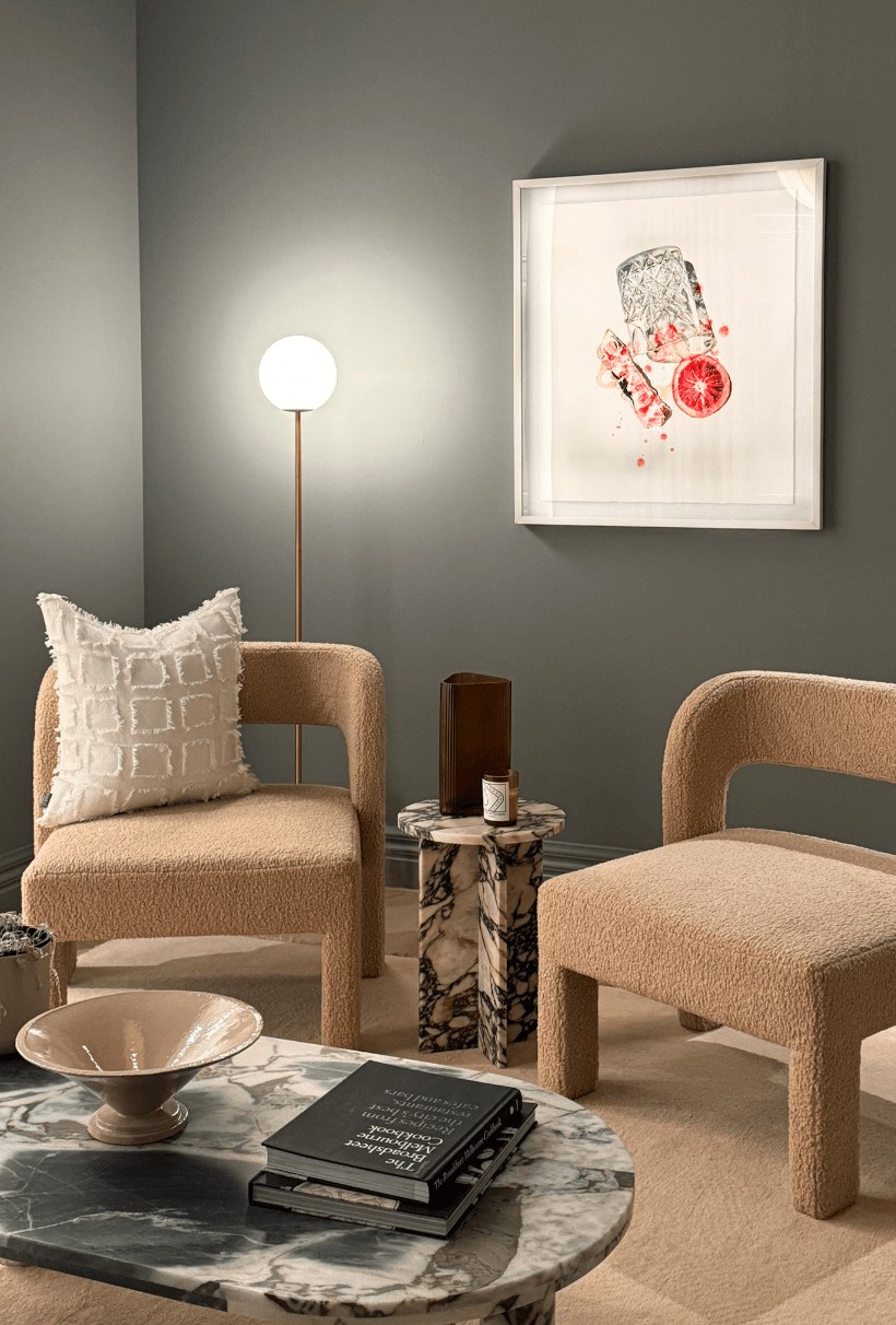 Modern Minimalist Travertine Base Glass Orb Floor Lamp K875