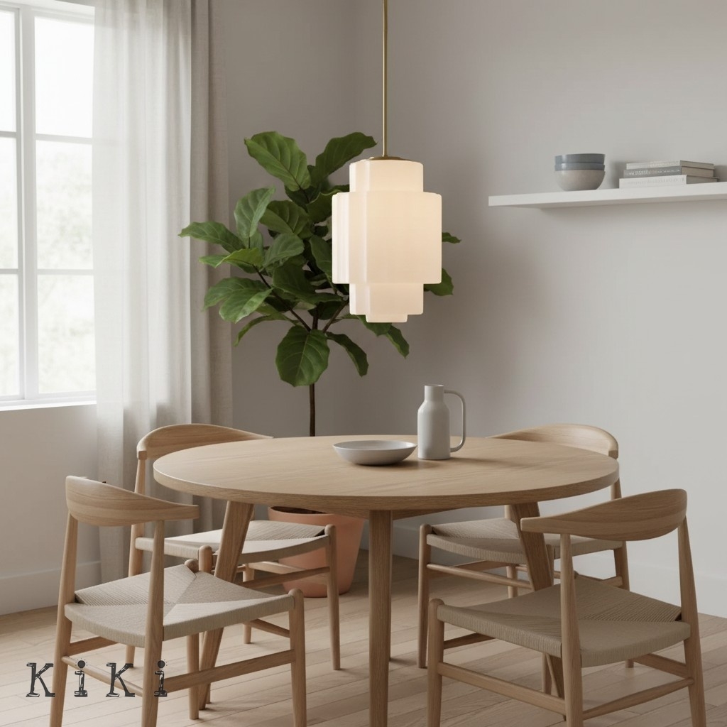 Vexrona Glass Shade Pendant Light - Modern Adjustable Rod Hanging Lamp for Living Room K1708