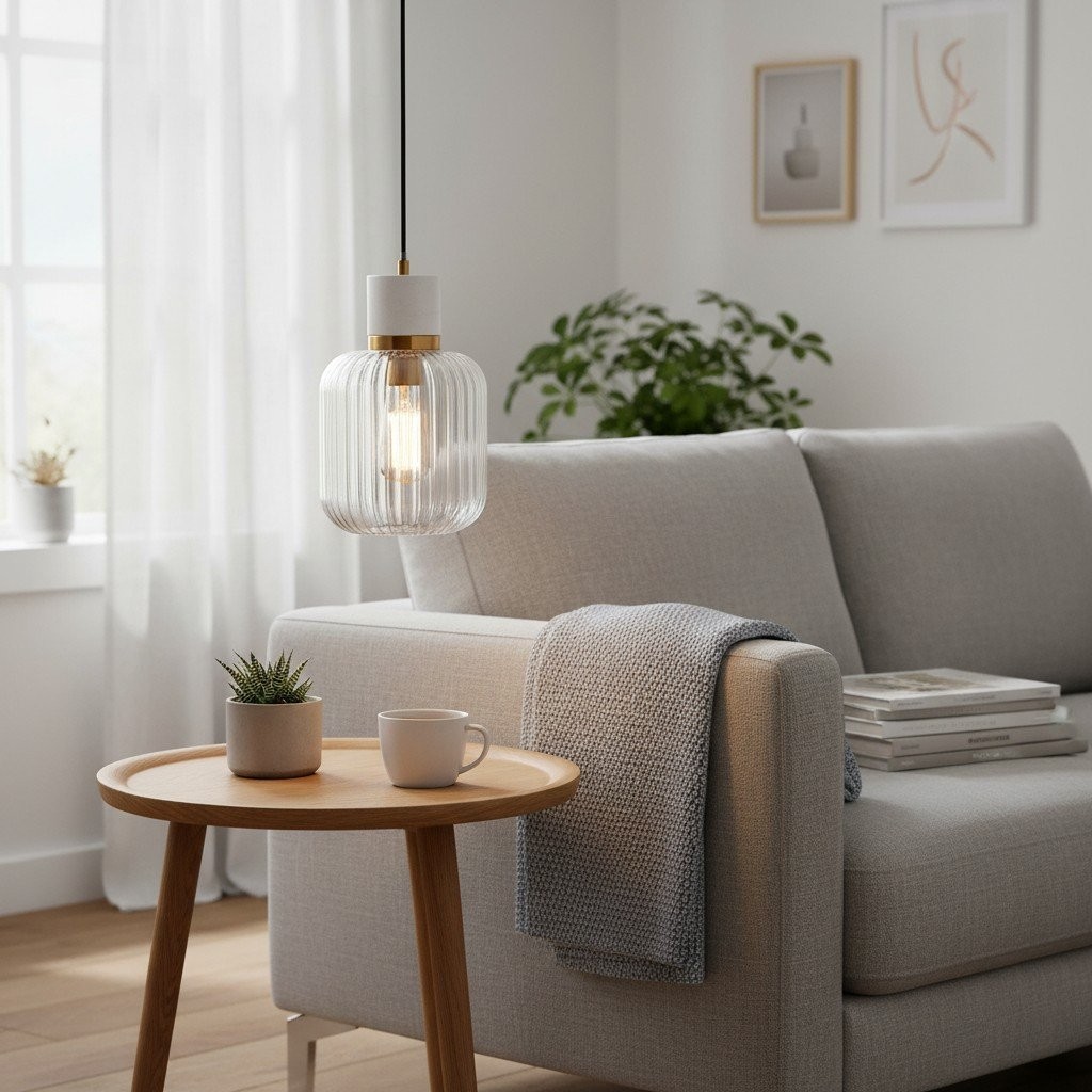 Korlisse Natural Stone and Glass Pendant Light - Stylish Lamp for Lounge or Living Room K1897