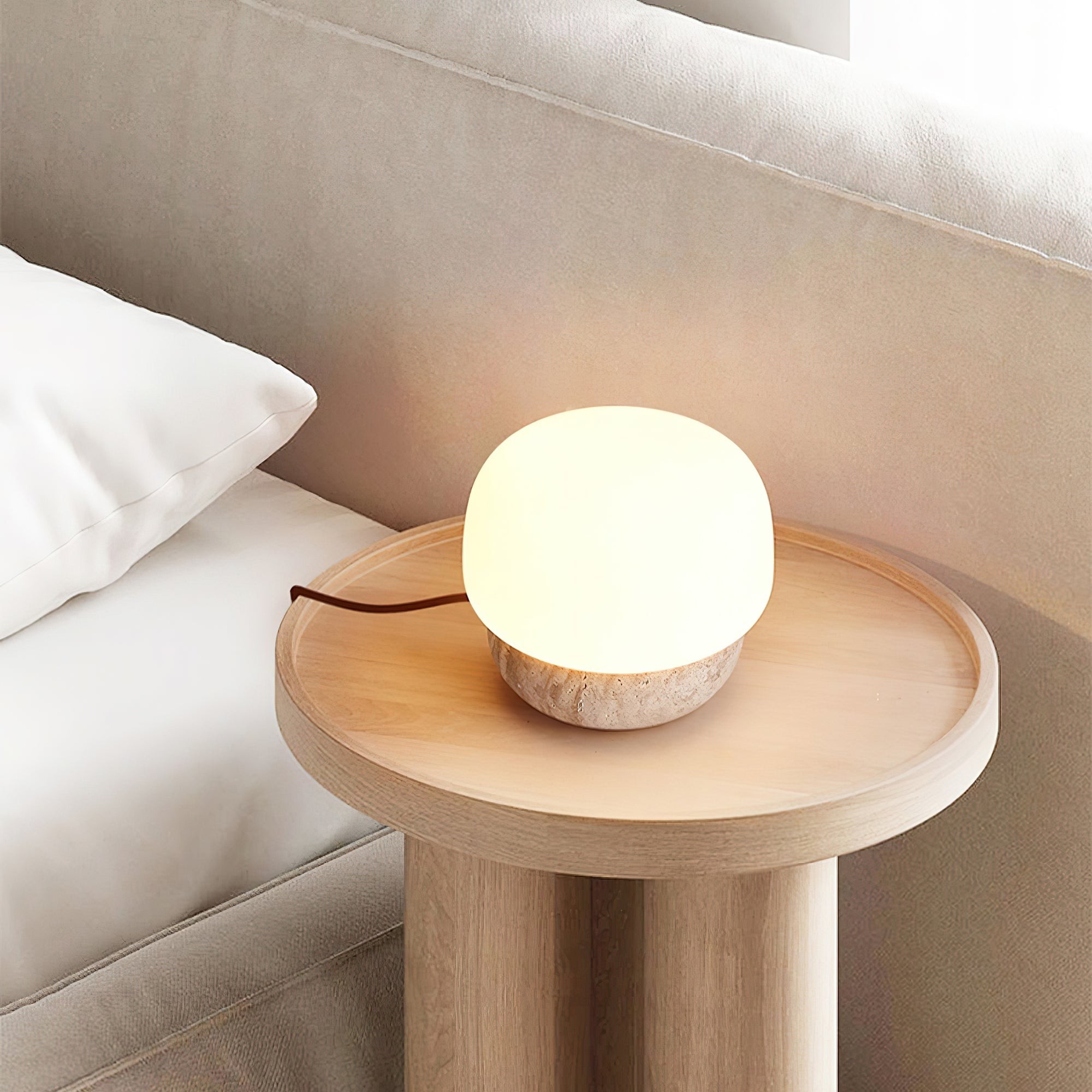 Nordic Style Round Travertine Table Lamp K359