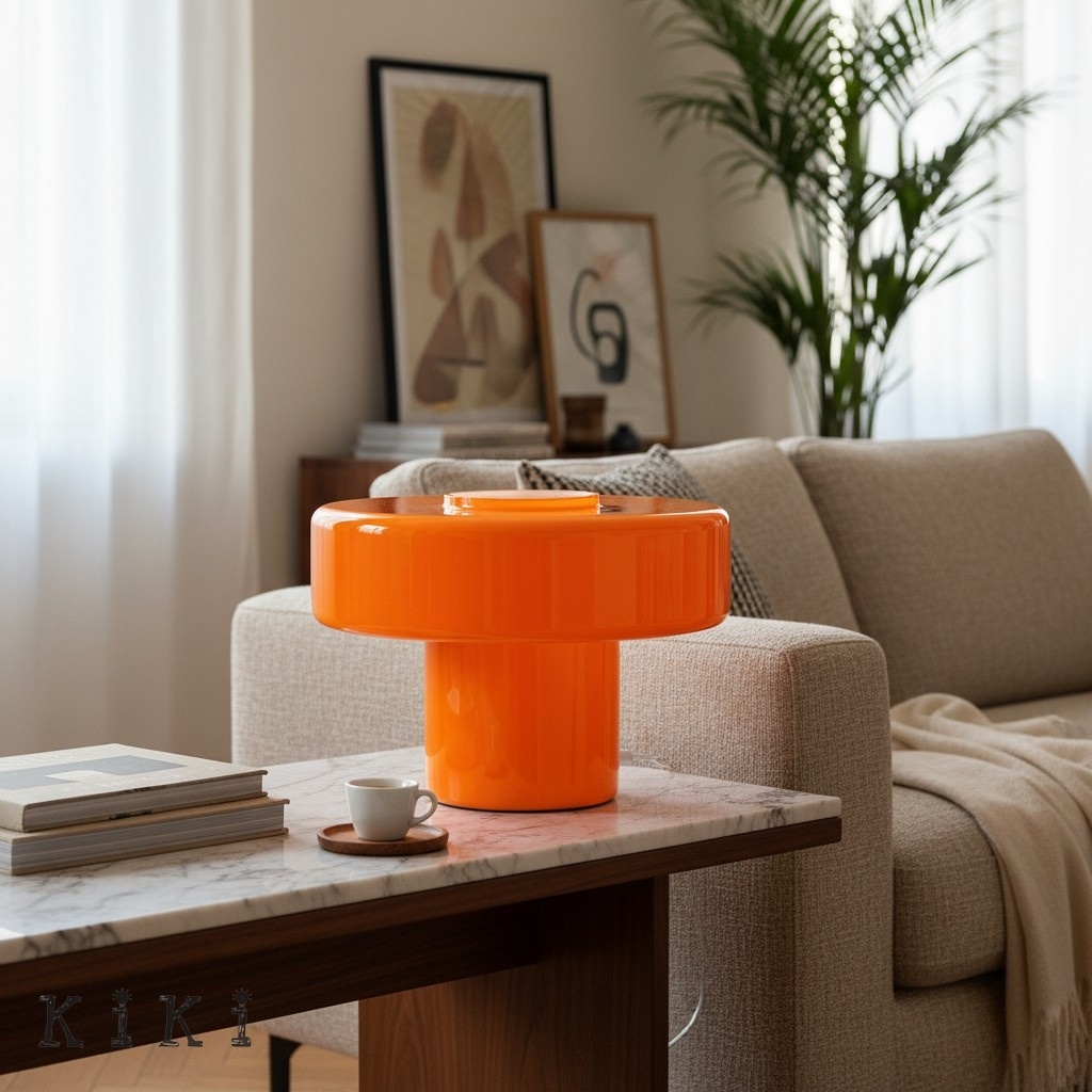 Minimalist Mushroom Glass Table Lamp - Modern Accent Lamp for Living Room K2340
