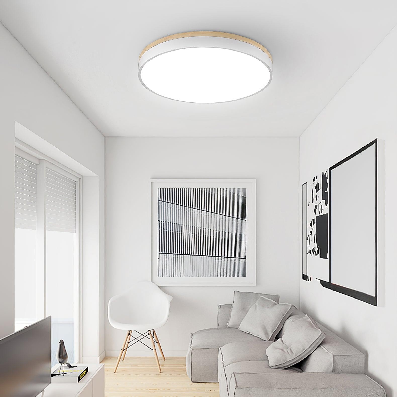 White Round Wooden Ceiling Lamp K772