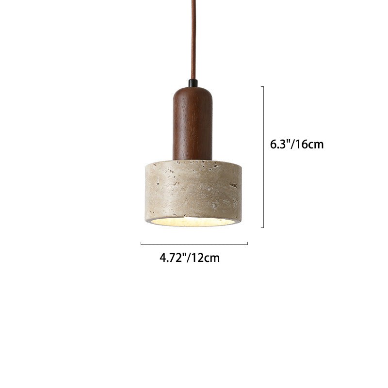 Traditional Retro Cylindrical Solid Wood Pendant Lamp K724