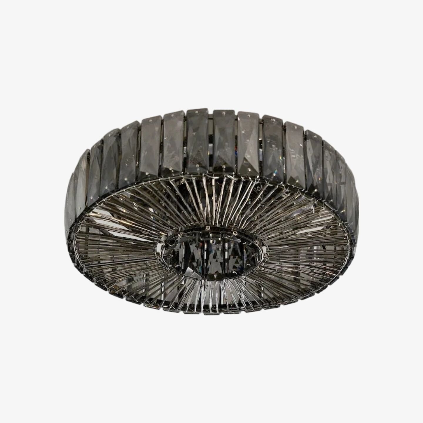 Glomar Glass Round Flush Ceiling Light - Modern Metal Glass Finish Living Areas K2119