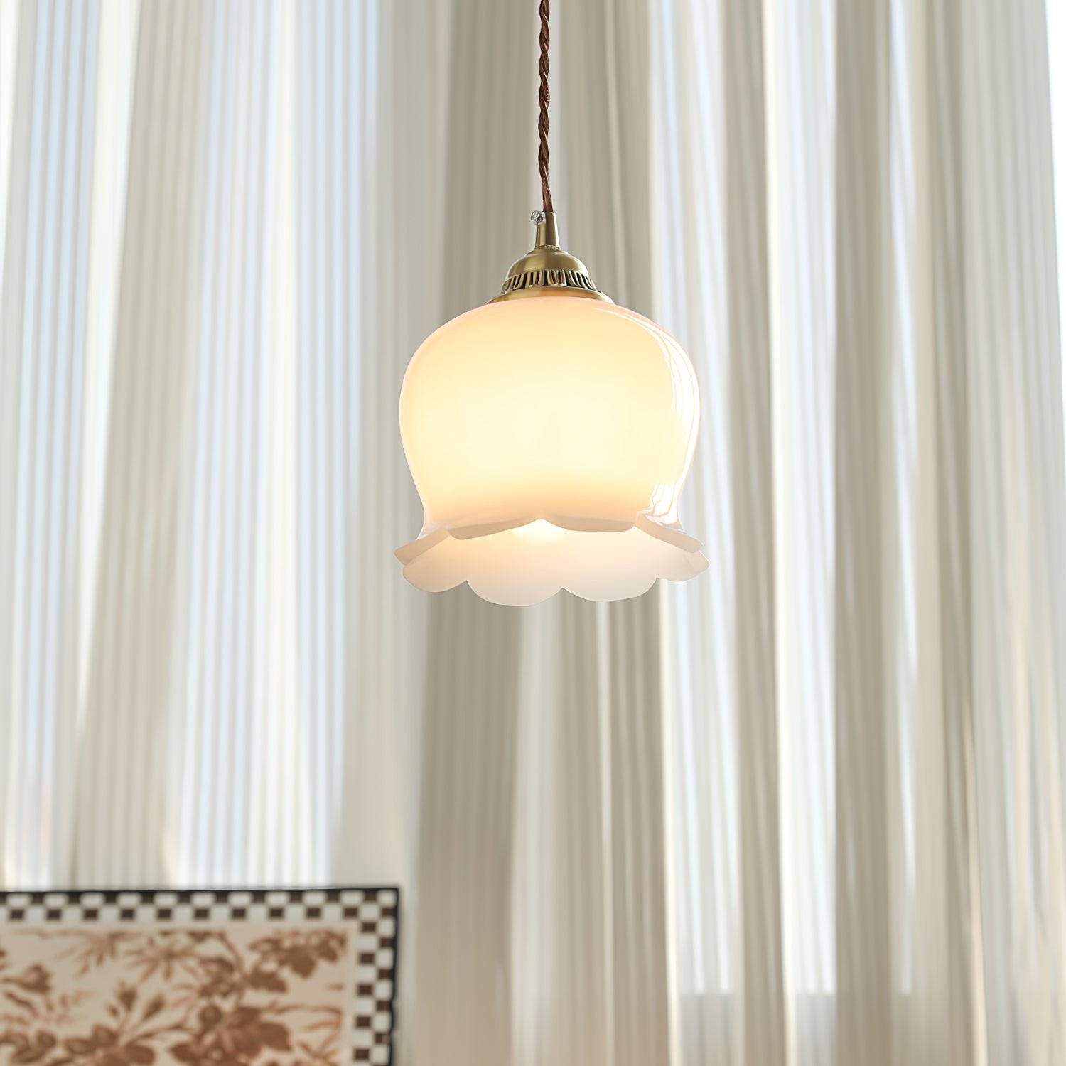 Traditional Glass Flower Pendant Lamp K736