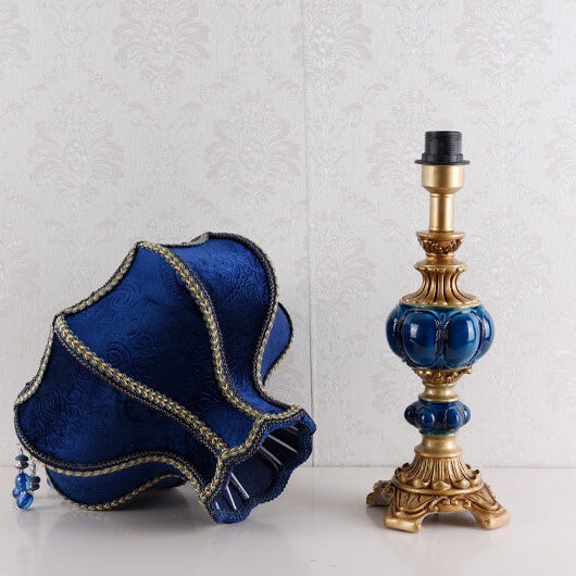 Palace Decoration Design Dark Blue Fabric Table Lamp K714