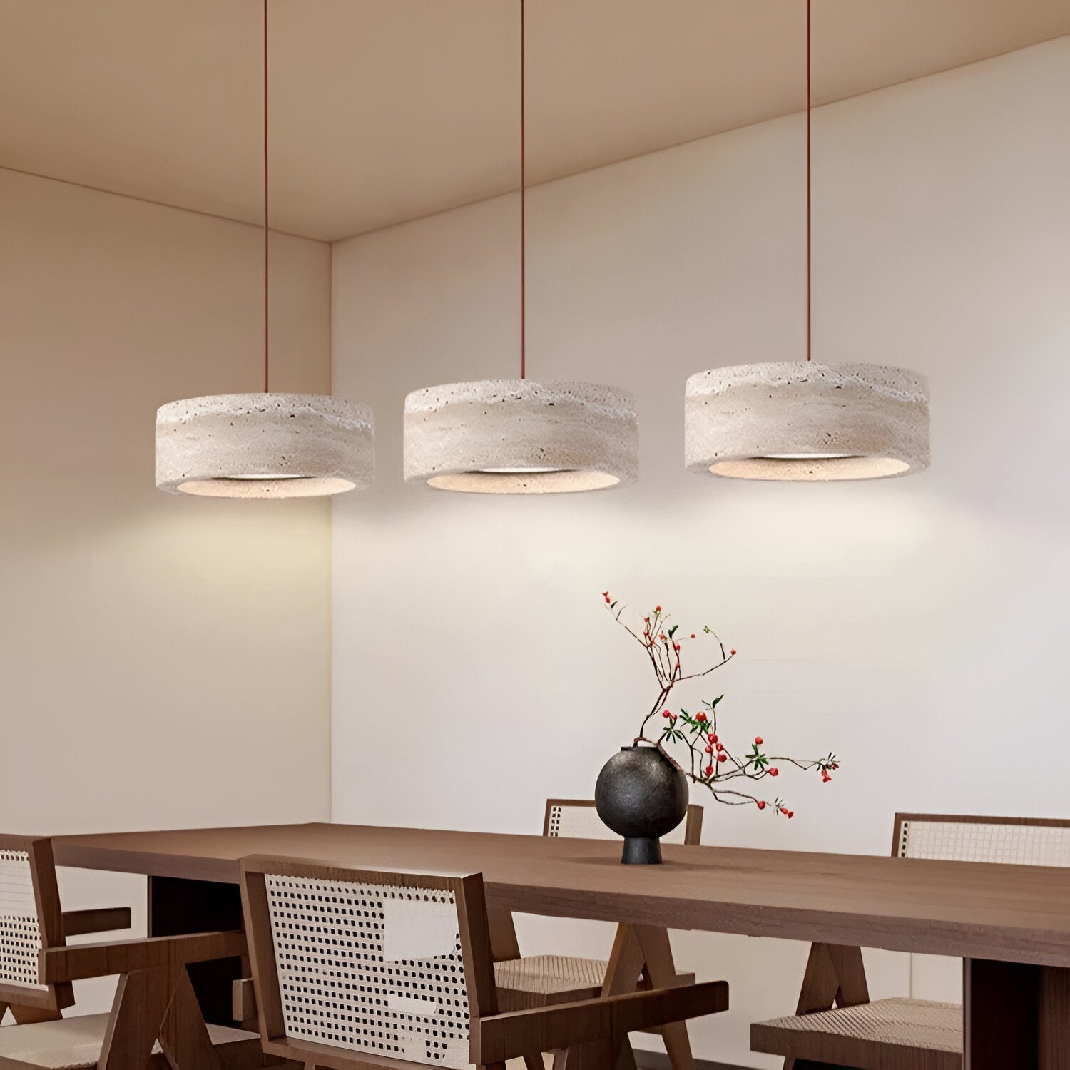 Wabi Sabi Style Travertine Stone Pendant Light D934