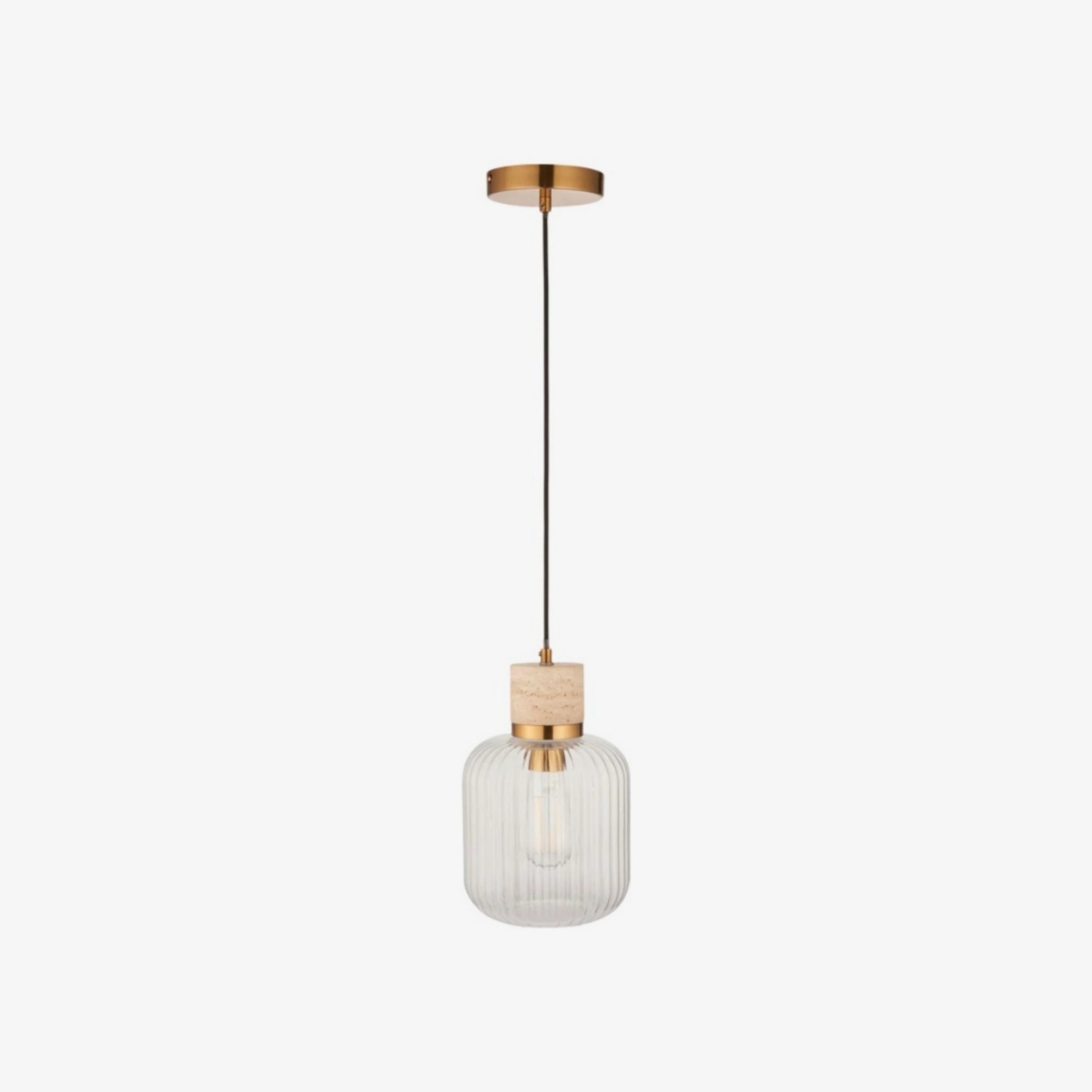 Korlisse Natural Stone and Glass Pendant Light - Stylish Lamp for Lounge or Living Room K1897