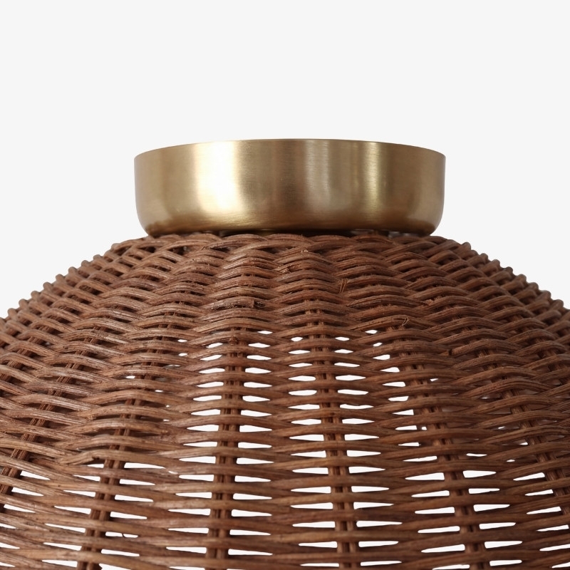 Welanery Rustic Woven Bamboo Light - Glass Wall or Ceiling Lamp for Living Room and Hallway K2390