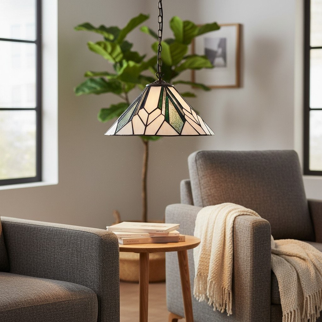 TF Astoria Tiffany Ceiling Pendant - Dimpled Geometric Glass Design for Living Room K2009