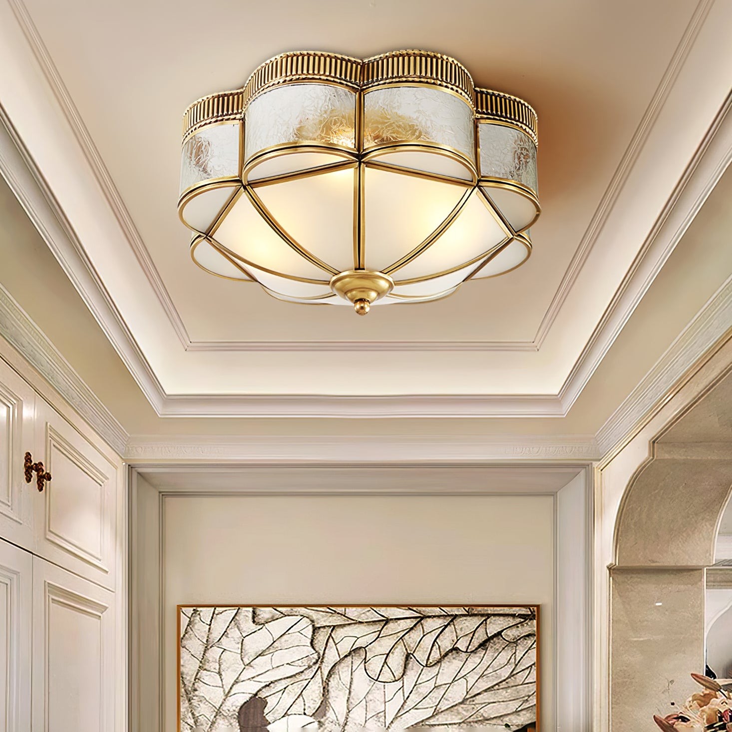 Brass Domed Flush Ceiling Lamp K274