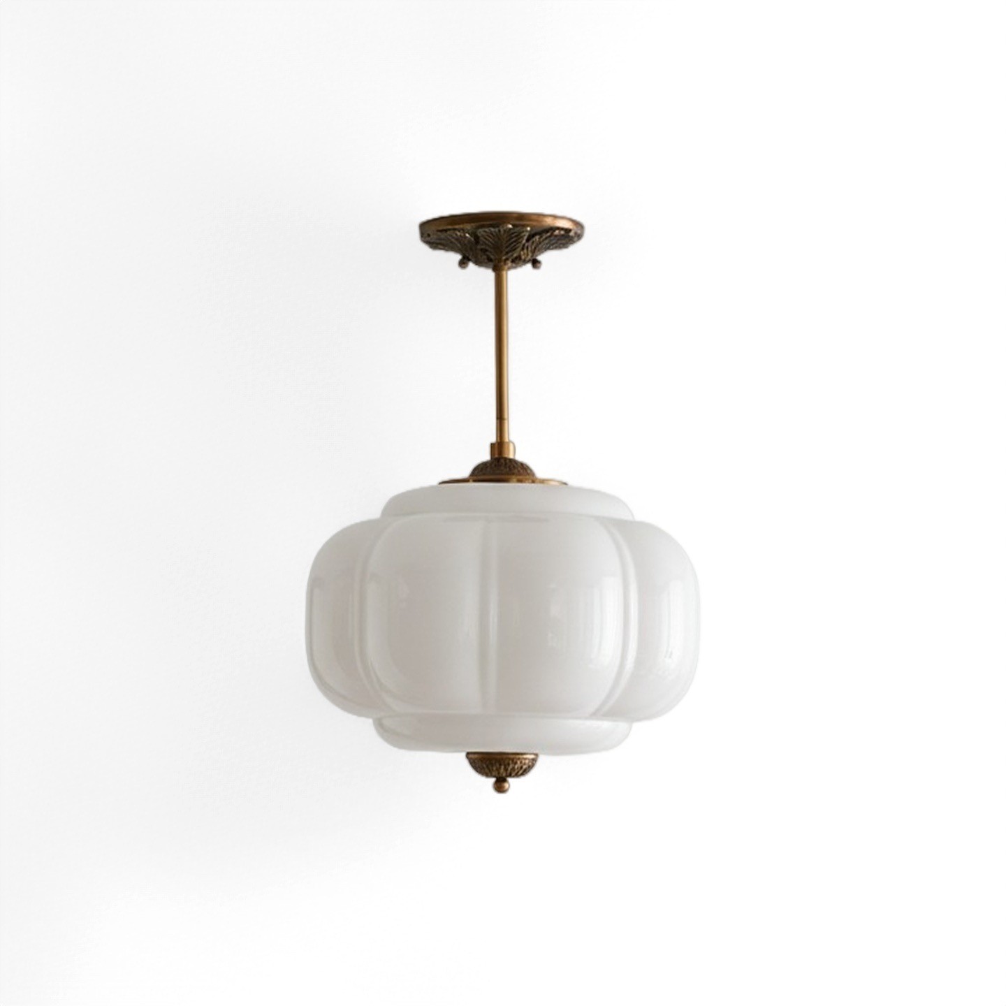 Eloise Vintage Pumpkin Glass Semi-Flush Mount Pendant Light K866