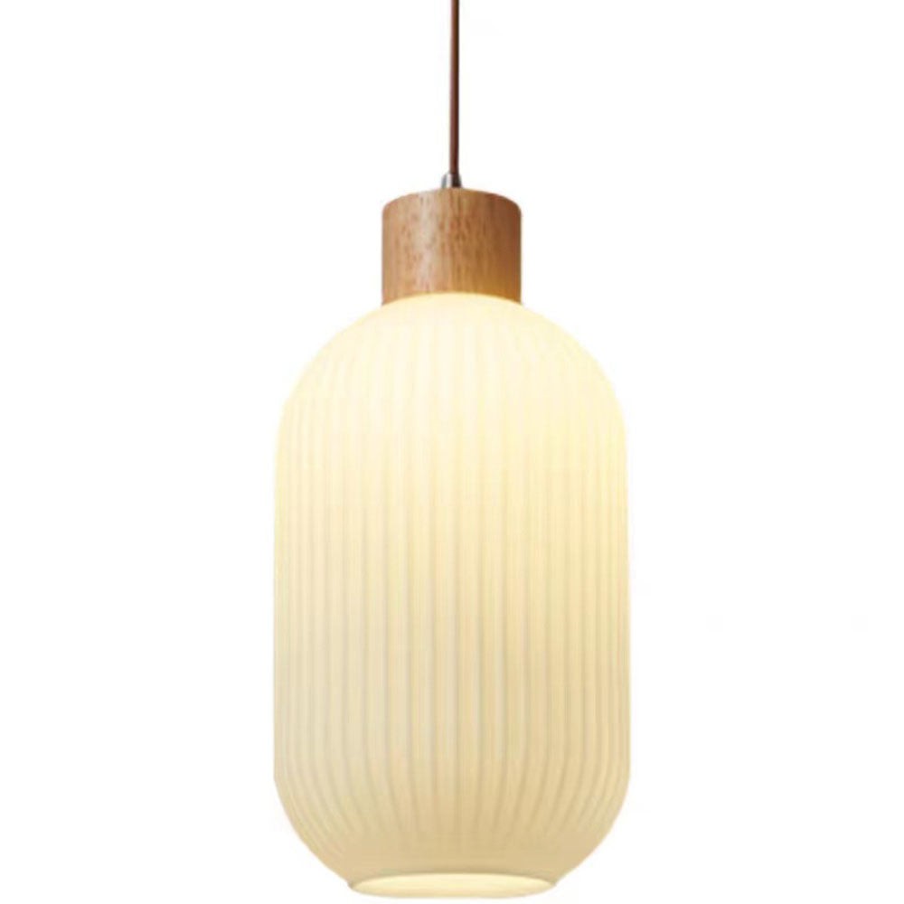 Nordic White Lantern-Like Glass Pendant Lamp K546