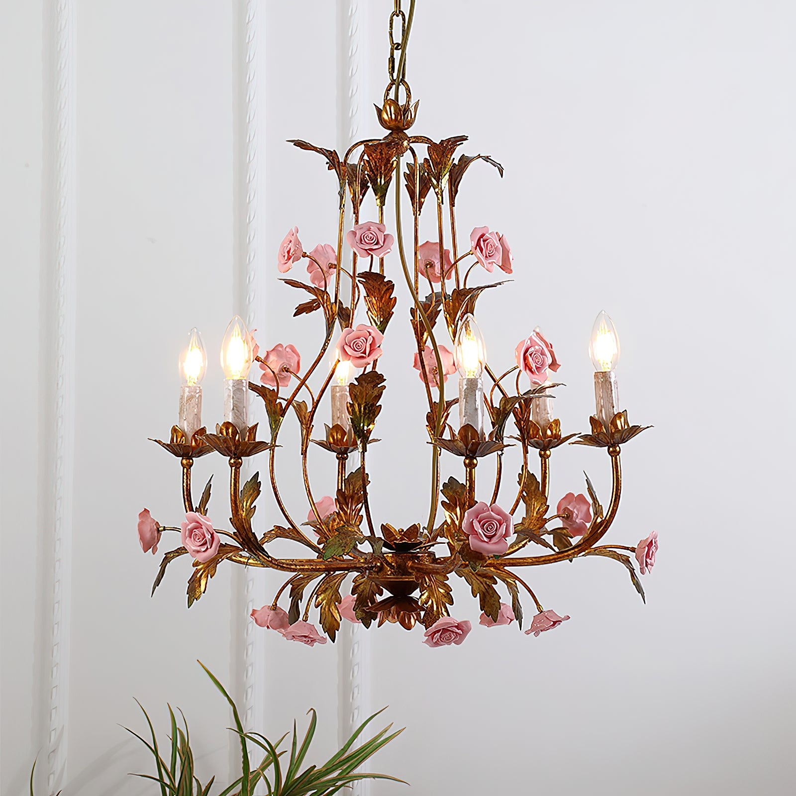 Ceramic Rose Chandelier D673