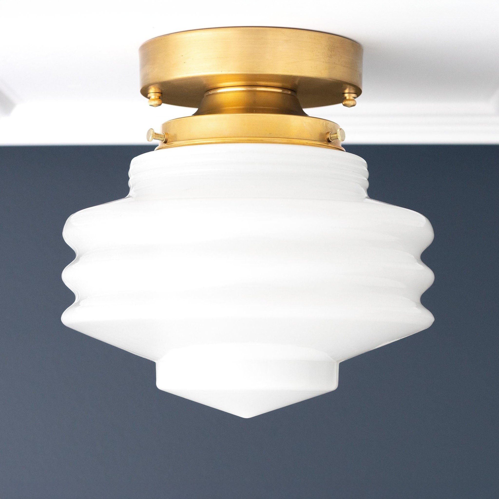 Geotower Glass Art Deco Ceiling Light - Glass Globe - Elegant Home Fixture K1480