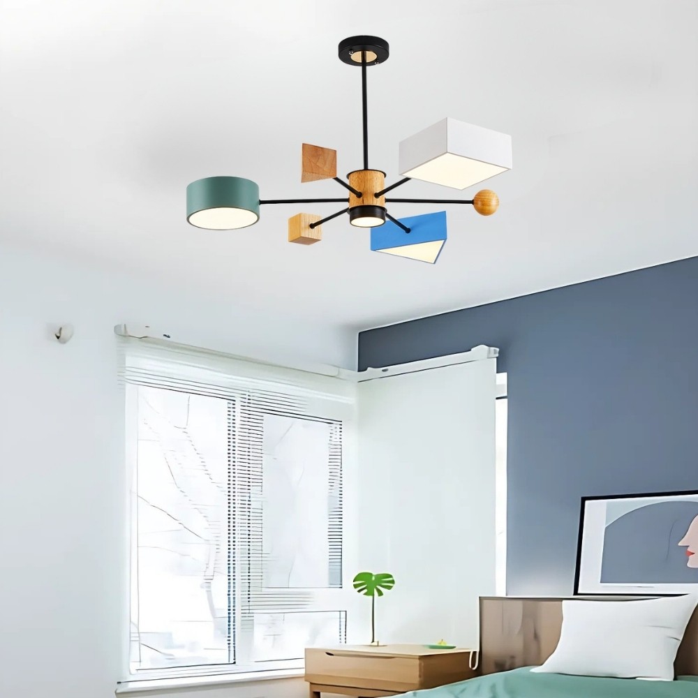 Colorful Wood Blocks 4 Lights Chandelier K937