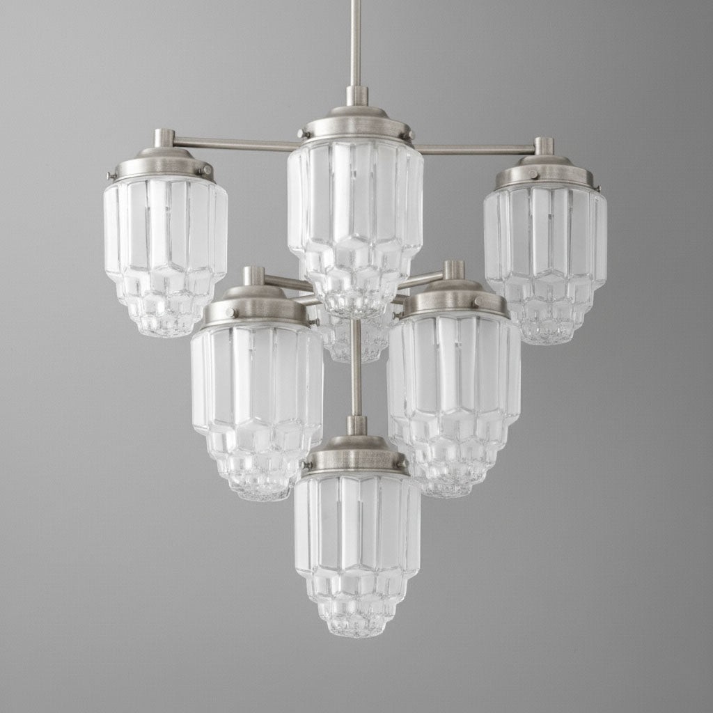Tierlux Glass Textured Brass Chandelier – Timeless Lighting with Style K1500
