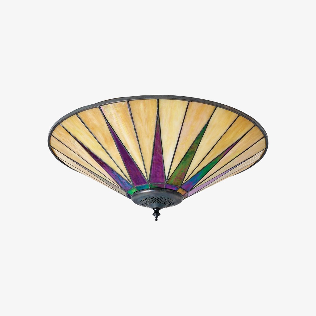 TF Dark Classic Stained Glass Flush Mount Ceiling Lamp for Living Room and Dining Room K2005