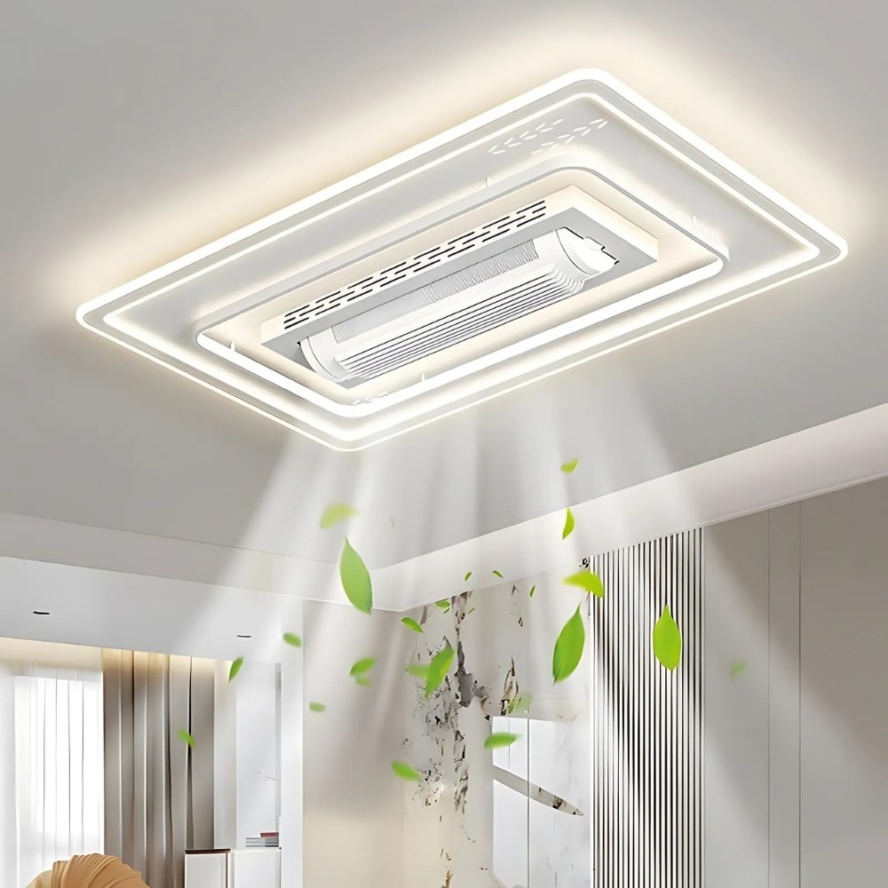 Modern LED Flat Quiet Bladeless Ceiling Fan LIght K1105