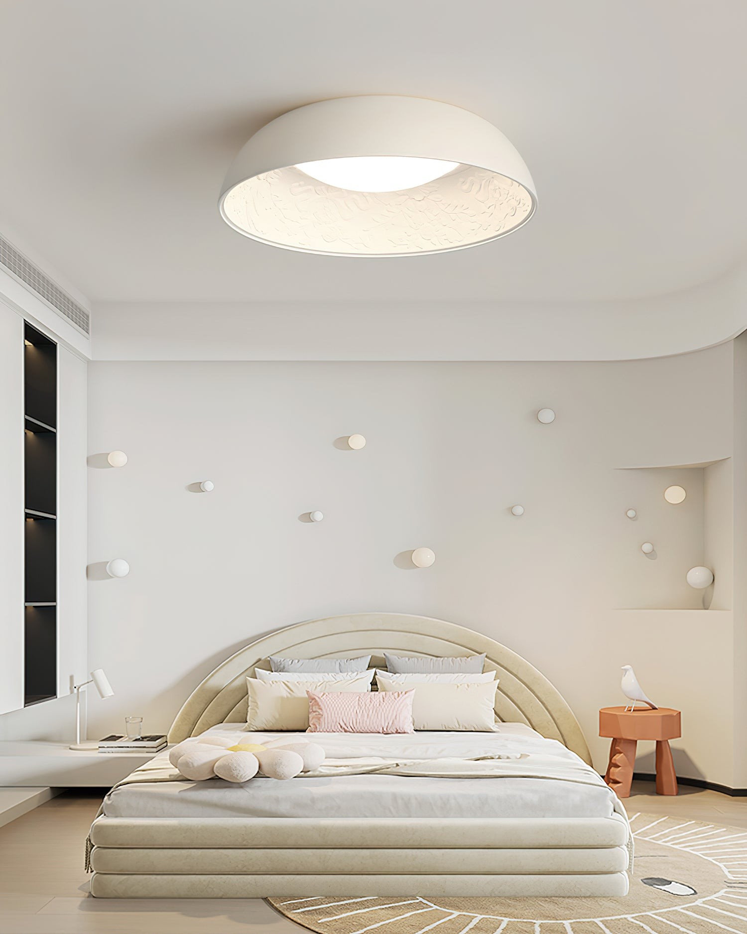 French Romantic Carved Round LED Ceiling Lamp K471