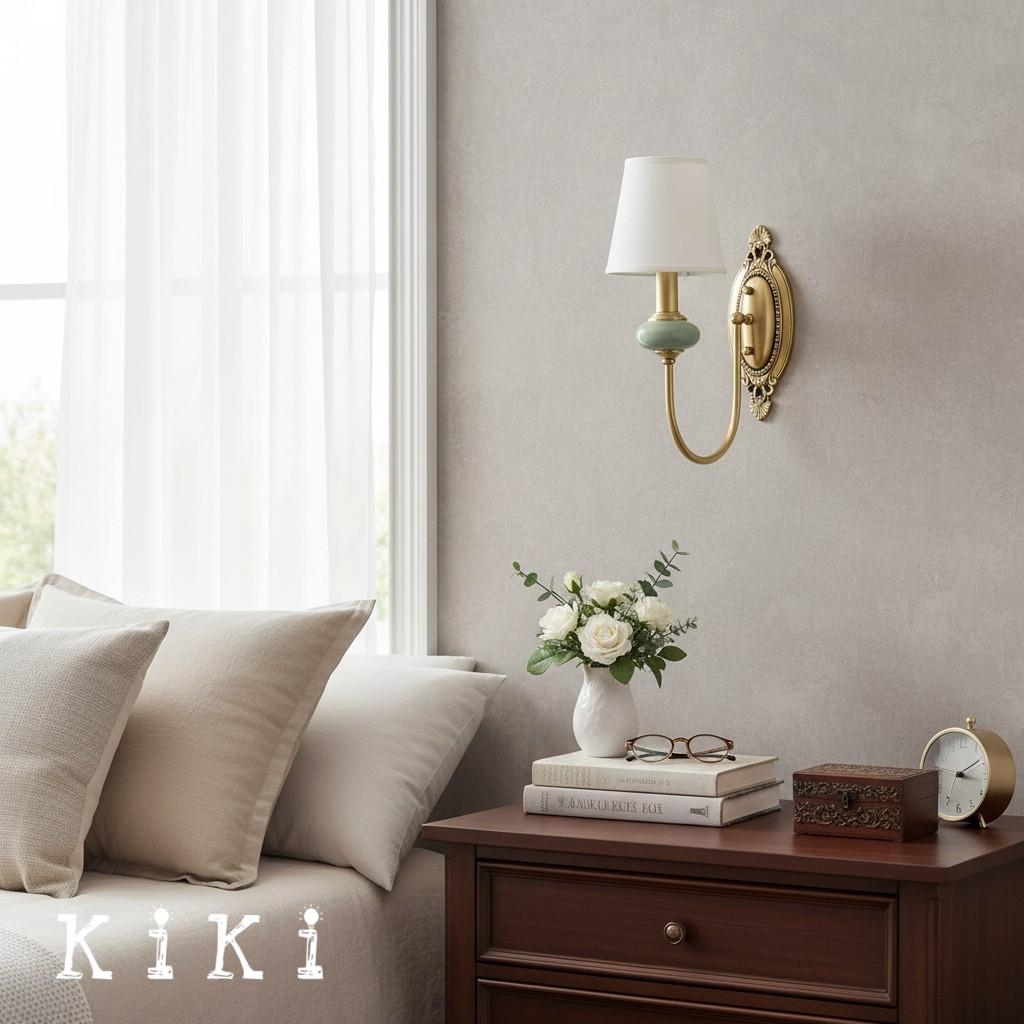 Rowanea Retro Fabric Wall Lamp - Elegant Fixture for Bedroom and Hallway K2214