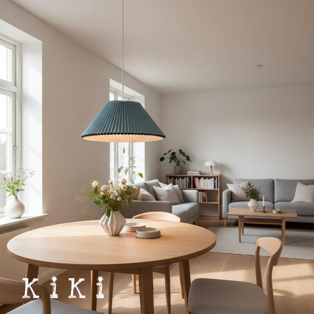 Retractable Pleated Pendant Light - Retro Paper Pendant Lamp for Dining Room K798