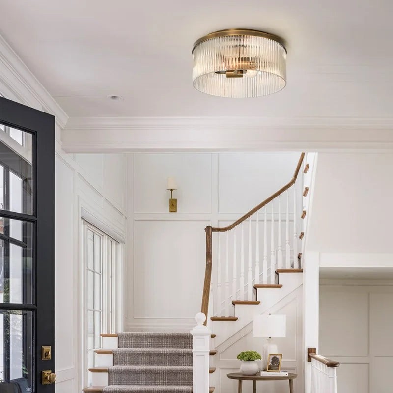 Bravira Copper Ribbed Glass Flush Mount Ceiling Lamp K837