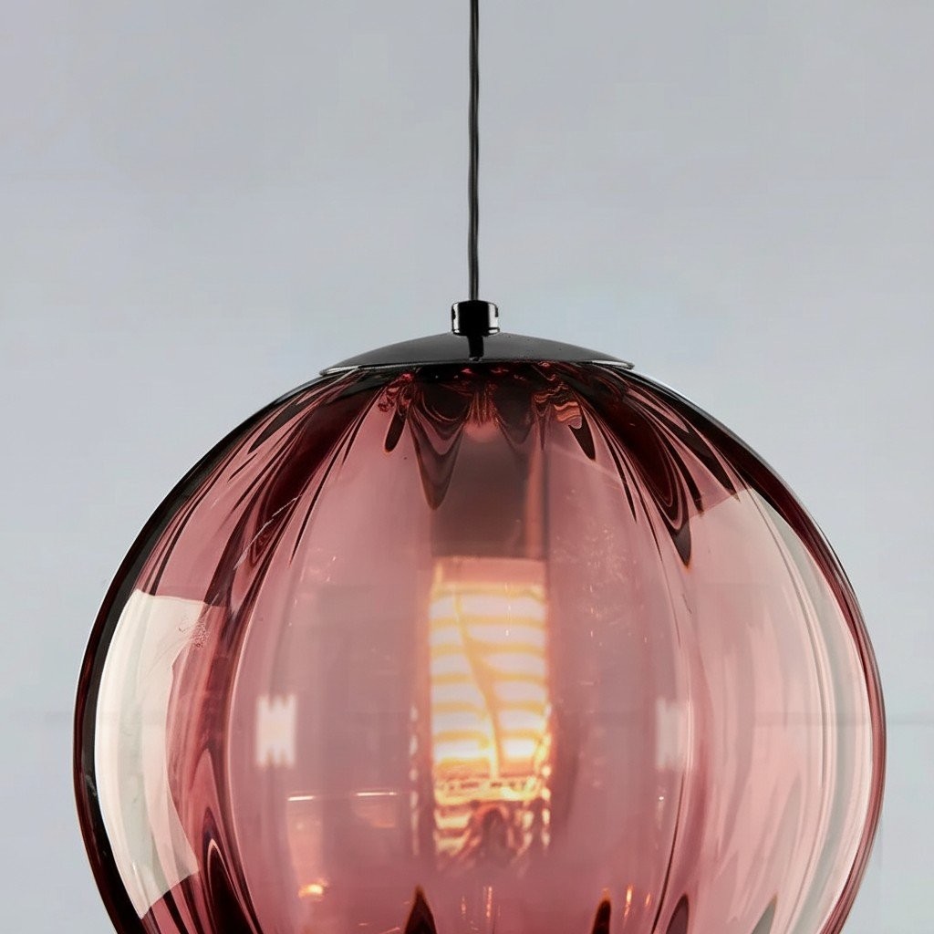 Lunorie Metal and Glass Globe Pendant Light for Dining Area Kitchen Island K2147