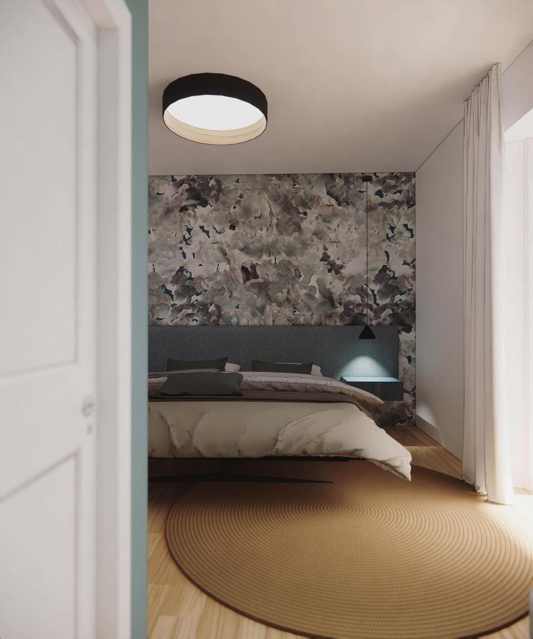 Japanese Minimalist Creative Wood Grain Round LED Ceiling Lamp K647