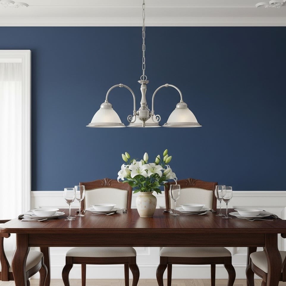 TF Vintora Ribbed Glass Pendant Light - Elegant Metal Trim for Kitchens, Dining Areas and Hallways K1994