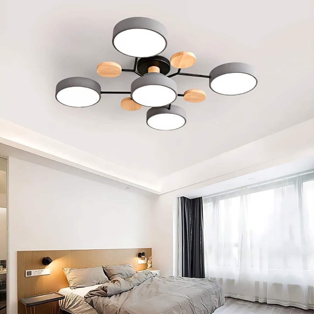 Coloful Branched Round Wooden Ceiling Light K176