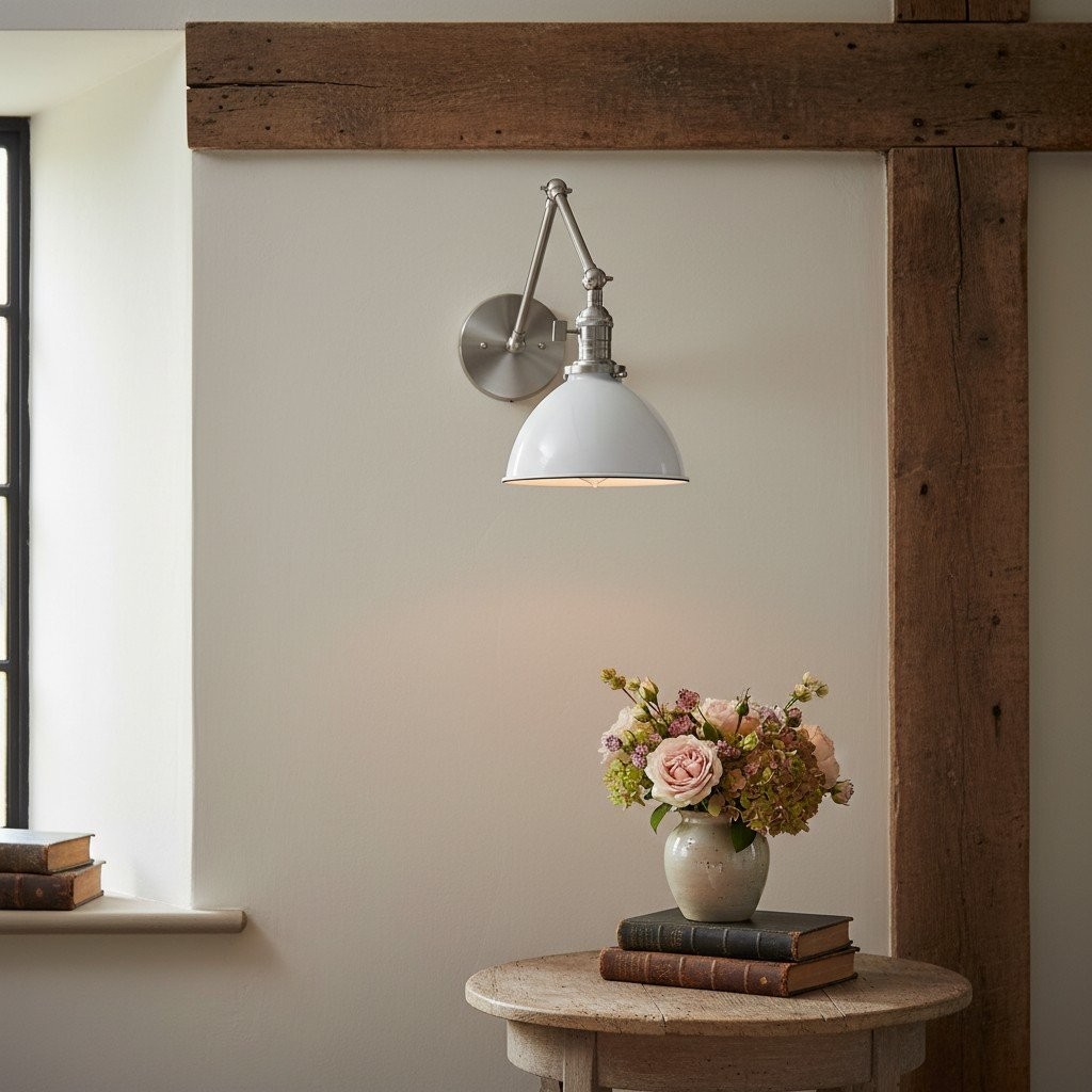 Conique Metal Vintage Industrial Swing Arm Wall Lamp - Adjustable Dome Shade for Study K1467
