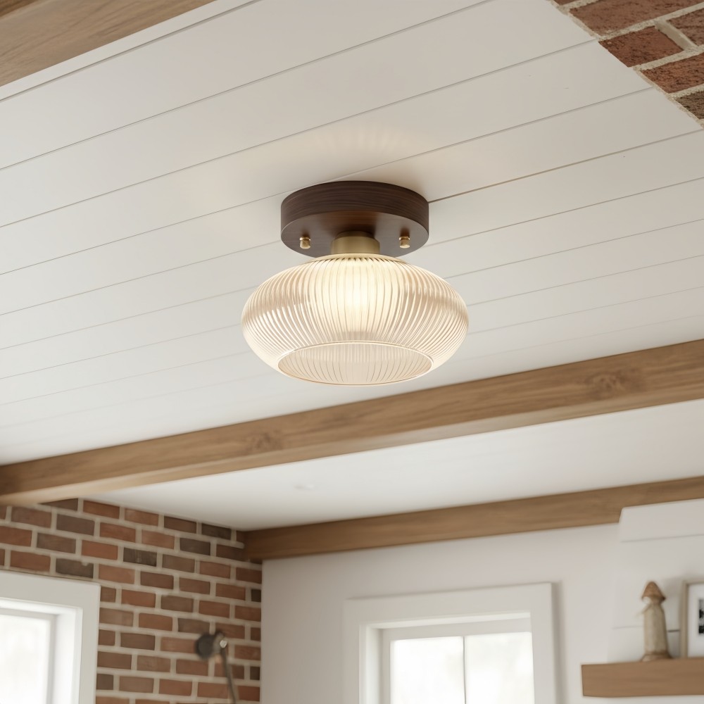 Soliro Contemporary Glass Dome Ceiling Light - Sleek Flush Mount Lamp for Hallway K2238