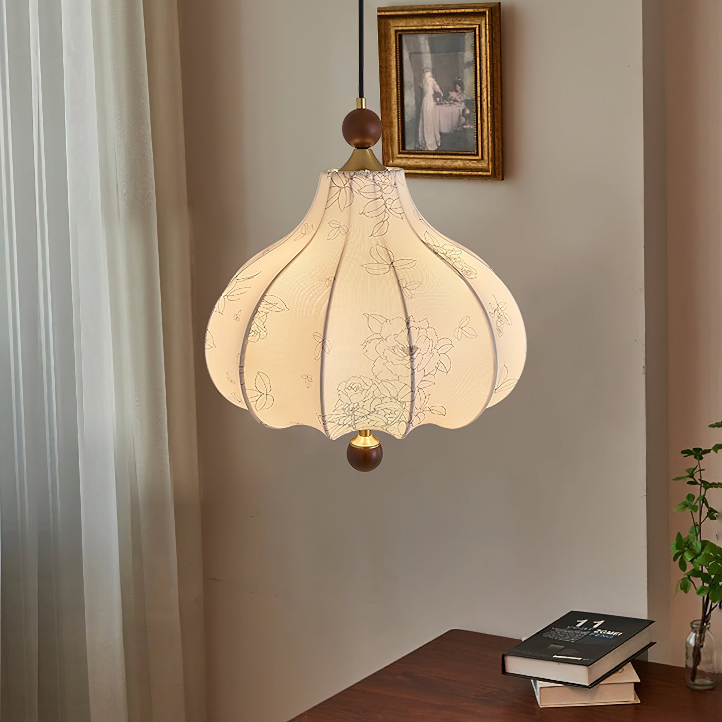 French Retro Fabric Pattern Pendant Lamp K317