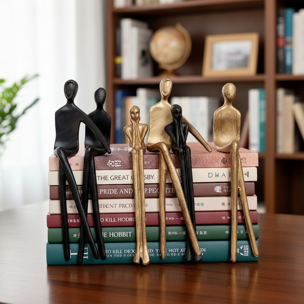 Floxo Artistic Desk and Shelf Figurine - Thinker and Lazy Dog Design for Bookshelves and Tables K2361