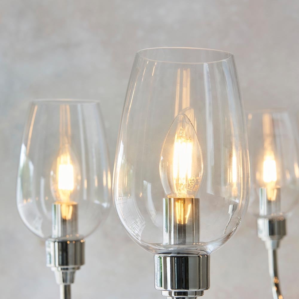 Clarione Art Deco 6-Light Linear Chandelier with Blown Glass Shades for Kitchen K1898