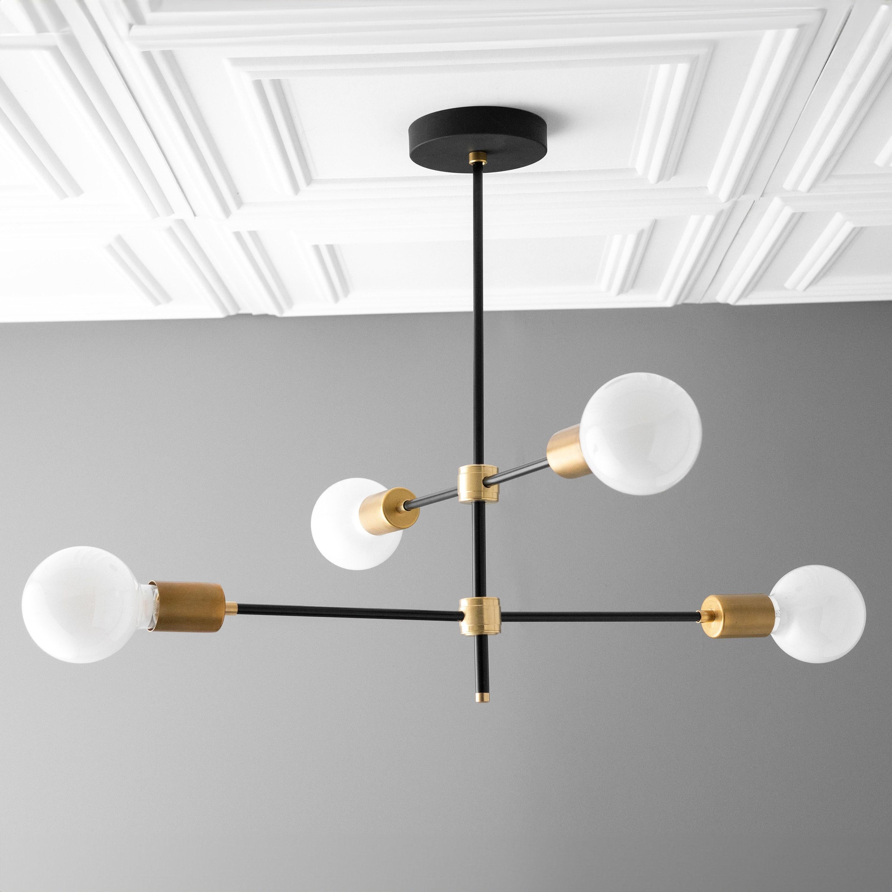Mobilux Line Black and Brass Chandelier - Contemporary Globe Ceiling Hanging Light K1513