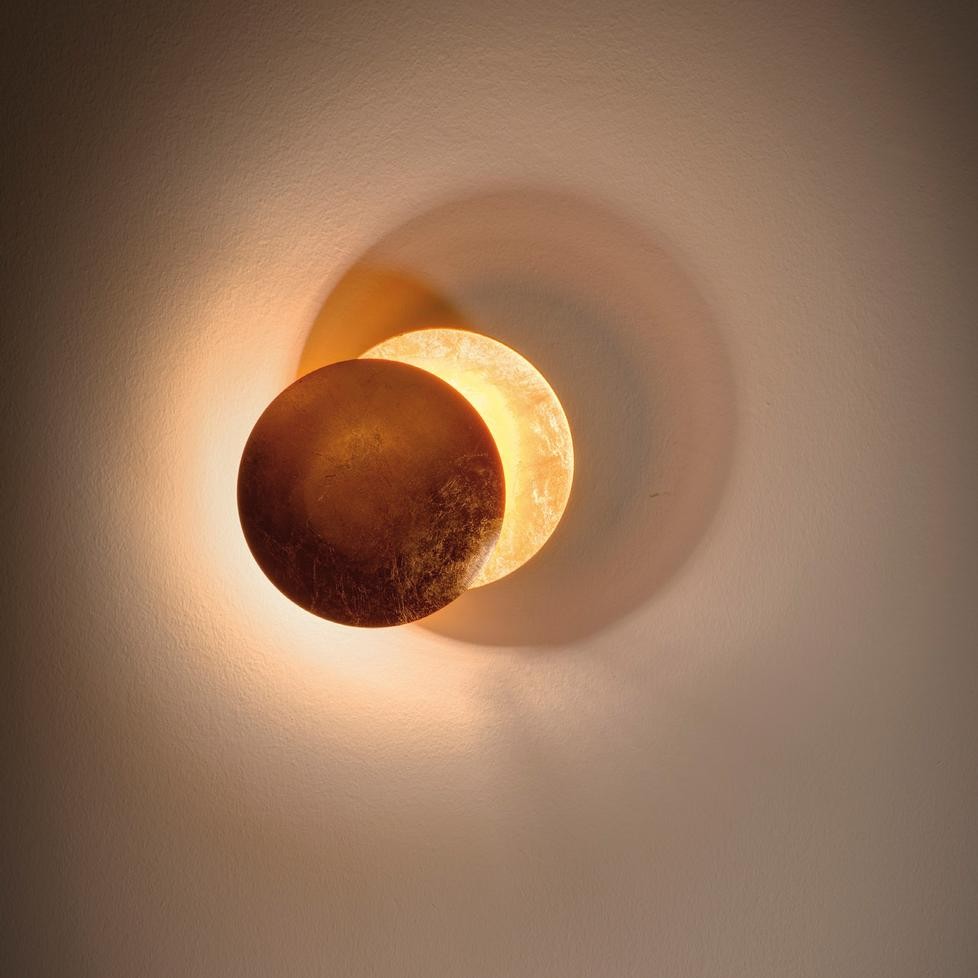 Elegant Round Lederam Wall Lamp - Modern Metallic Wall Light for Living Room