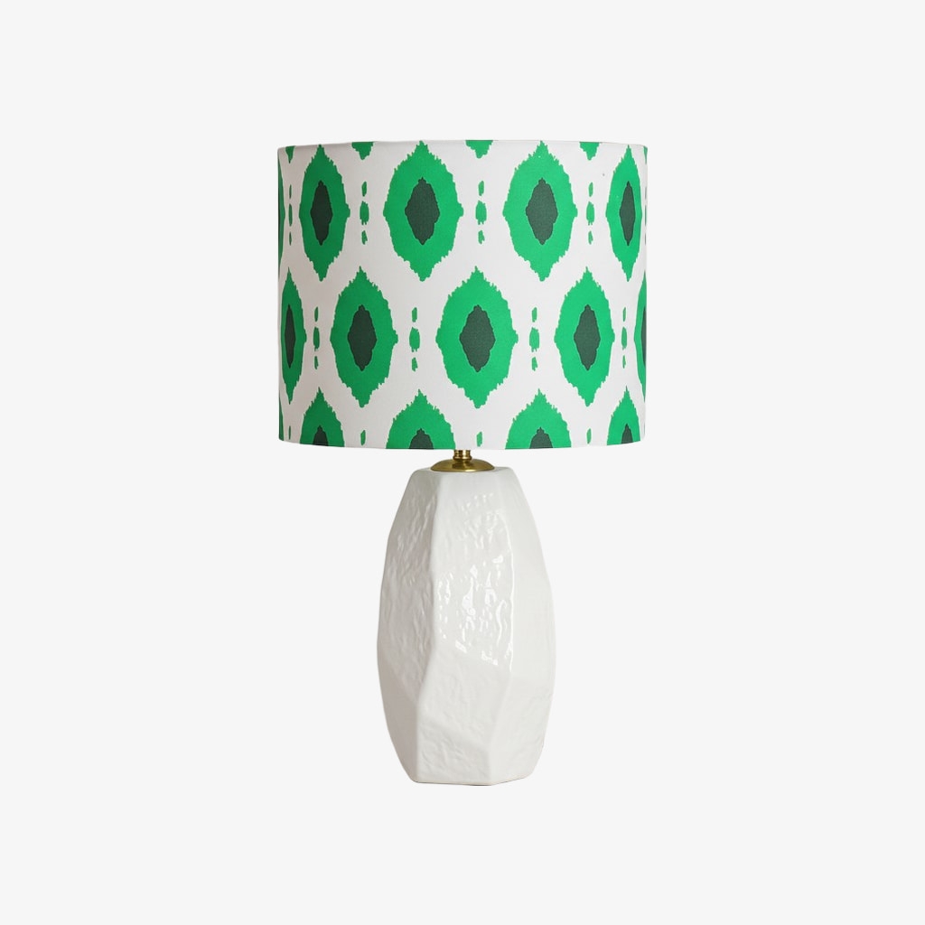 Arivane Ceramic Fabric Shade Table Lamp - Geometric Patterns Shade Table Light for Bedroom K2356