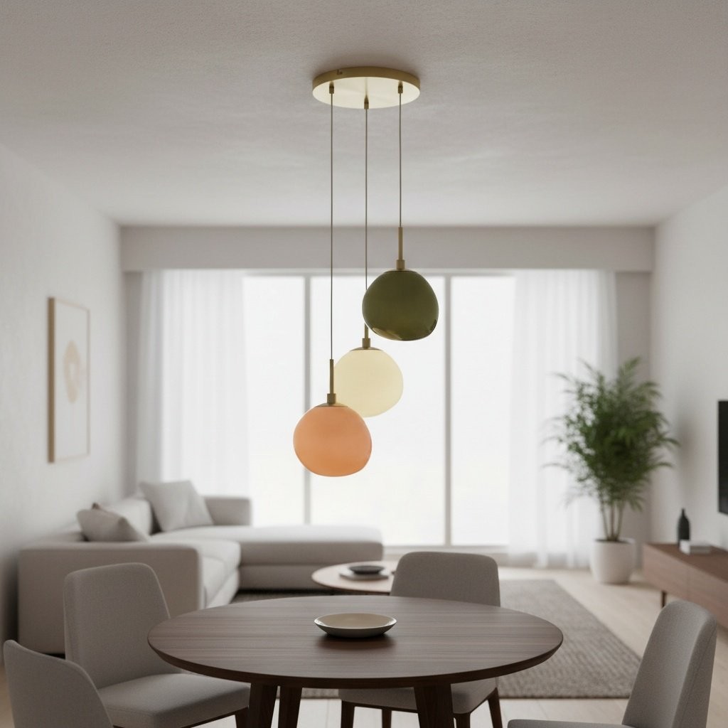 Artistic Multi-Color Glass Pendant – Minimalist Hanging Light for Living Room K1429